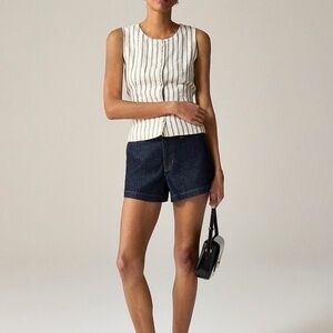 NWT $118 J Crew Crewneck vest in striped linen Size 00